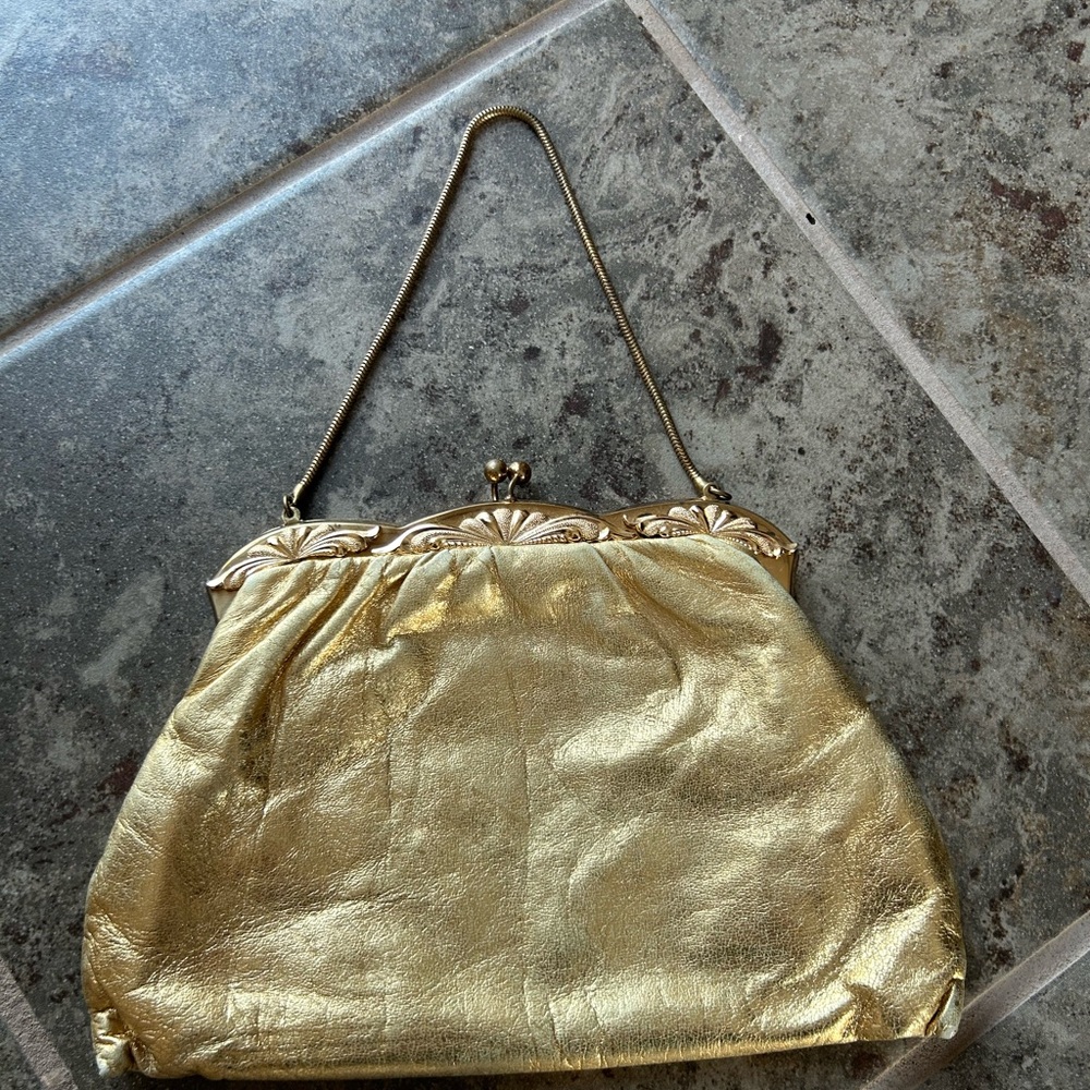 🌟 Vintage Gold Lamé Evening Bag / Clutch 🌟